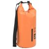 20L Roll Top PVC Dry Bag with Zipper Pocket - Orange