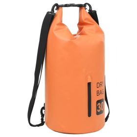 30L Roll Top PVC Dry Bag with Zipper Pocket - Orange