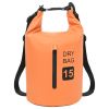 15L Roll Top PVC Dry Bag with Zipper Pocket - Orange