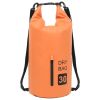 30L Roll Top PVC Dry Bag with Zipper Pocket - Orange