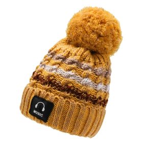 Winter Hats for Woman Thicker Beanies Knitted Cap Girls Autumn Beanie Chenille Ball Hats Fleece-lined Warmer Bonnet Casual Cap (Color: Yellow Beanie Cap, size: Free Size(55-59cm))