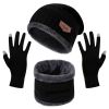 3-Pieces Winter Hat Gloves Scarf Set, Knit Warm Beanie Hat Neck Warmer Touch Screen Mittens for Women and Men, Great Christmas Gift