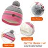 Winter Kids Knitted Hat Scarf Gloves 3Pcs Boys Girls Winter Warm Beanie Hat and Glove Scarf Set Beanie Neck Warmer Mittens for 4-7-Year-Old Kids