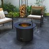 Outsunny 2-in-1 Smokeless Fire Pit, BBQ Grill, 25" Portable Wood Burning Firepit with Cooking Grate, Ash Tray & Poker